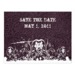 Purple Tooled Leather Save the Date Postcards