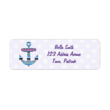 Purple Tribal Anchor and polka dots Return Address Labels