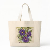 Purple Tropical Flower Painting - Multi Tote Bag