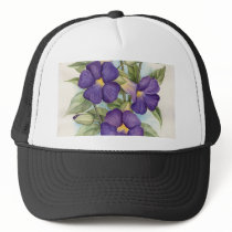 Purple Tropical Flower Painting - Multi Trucker Hat