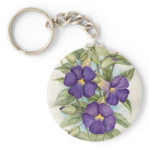 Purple Tropical Flower Painting - Multi Keychain