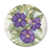Purple Tropical Flower Painting - Multi Refrigerator Magnets