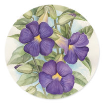 Purple Tropical Flower Painting - Multi Round Stickers