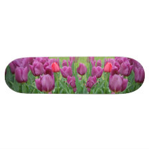 Purple Tulips Flower Skateboard