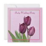 Purple tulips square Ruby anniversary party Personalized Invitation