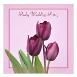 Purple tulips square Ruby anniversary party Personalized Invitation