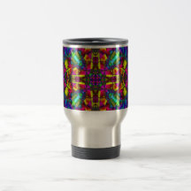 Purple Turquiose and Yellow Mandala Pattern Travel Mugs