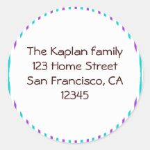 Purple Turquoise Striped Envelope Seal Sticker