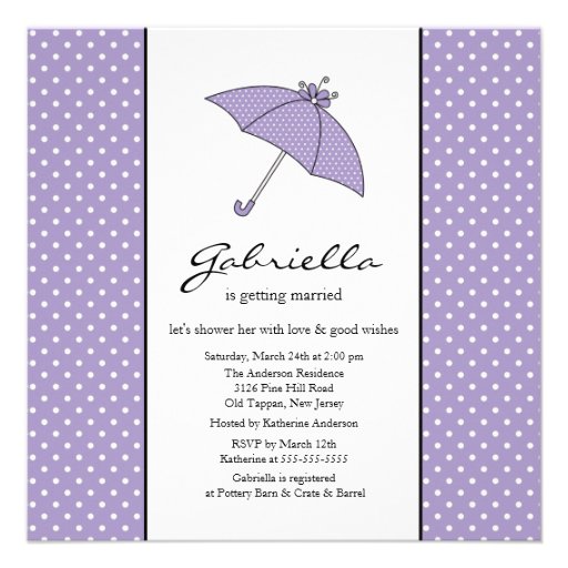 Purple Umbrella Bridal Shower Invitation