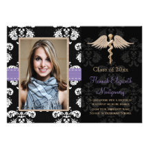 Purple Vet School Graduation Announcements Invites