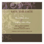 Purple victoria damask save the date invitation