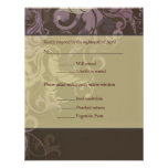 Purple Victoria Damask wedding RSVP Personalized Invitations