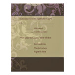 Purple Victoria Damask wedding RSVP Personalized Announcement