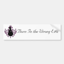 Purple Victorian Damask w/ Female Silhouette Bumper Sticker