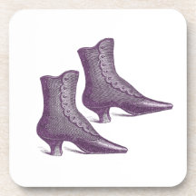 Purple Victorian Vintage Boots for Shoe Lover Drink Coasters