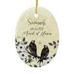 Purple Vintage Bird Maid of Honour Ornaments