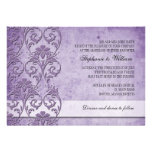 Purple Vintage Floral Swirl Wedding Invitation