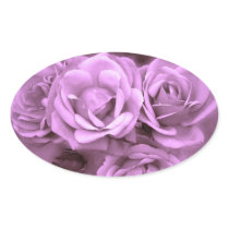 Purple Vintage Roses Oval Sticker
