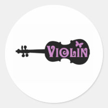 Purple Violin T-Shirt Round Sticker