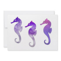 Purple Watercolor Seahorses