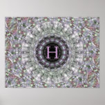 Purple Wave Star Monogram H Posters