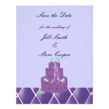 Purple Wedding Cake Save the Date Custom Invites