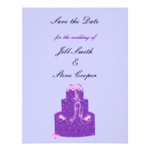 Purple Wedding Cake Save the Date Custom Invites