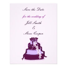 Purple Wedding Cake Save the Date Personalized Invitations