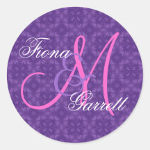 Purple Wedding Custom Monogram V07 Stickers