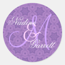 Purple Wedding Custom Monogram V20 Stickers