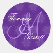 Purple Wedding Custom Monogram V23 Stickers