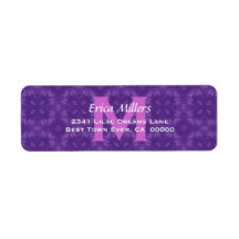 Purple Wedding Monogram Address Label V10