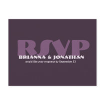 PURPLE  Wedding RSVP Wedding Response Postcard