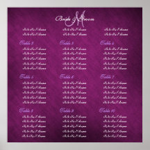 Purple wedding seating charts poster