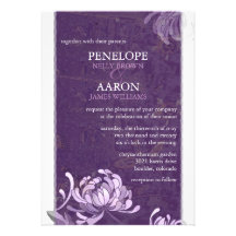Purple & White Asian Mum Floral Formal Wedding Personalized Announcements
