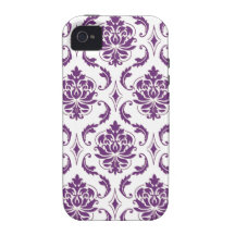 Purple White Damask  Chic iPhone 4 Case