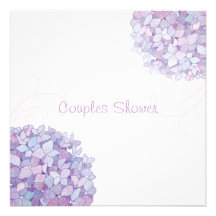 Purple + White Hydrangea Couples Shower Invites
