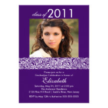 Purple & White Photo Graduation Invitation