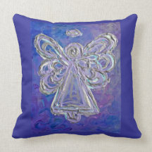 Purple White Silver Angel Decorative Throw Pillow