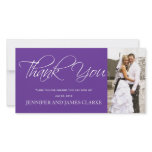 Purple White Wedding Photo Thank You Photo Cards