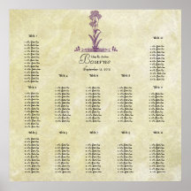 Purple Wild Flower Branch Seating Chart Posters