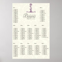 Purple Wild Flower Branch Seating Chart Print