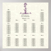 Purple Wild Flower Branch Seating Chart Print