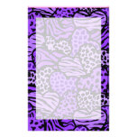 Purple Wild hearts Stationery