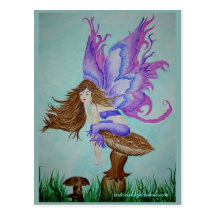 Purple winged fairy post card