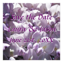 Purple Wisteri Petals "Save the Date"  Square Card Custom Announcement