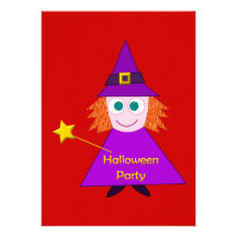 Purple Witch Halloween Party Invitation