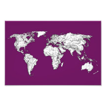 Purple world map photograph