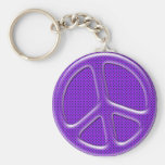 PURPLE X PATTERN PEACE SIGN KEY CHAINS