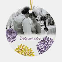 Purple & Yellow Bloom Bursts Wedding Ornament